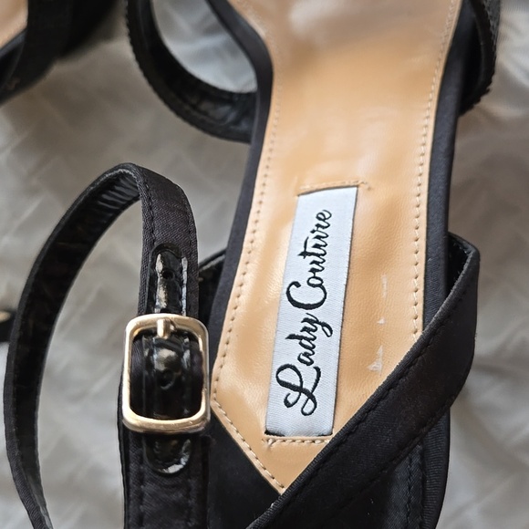 Lady Couture Black Strass Strappy High Heels Prom - Picture 2 of 11